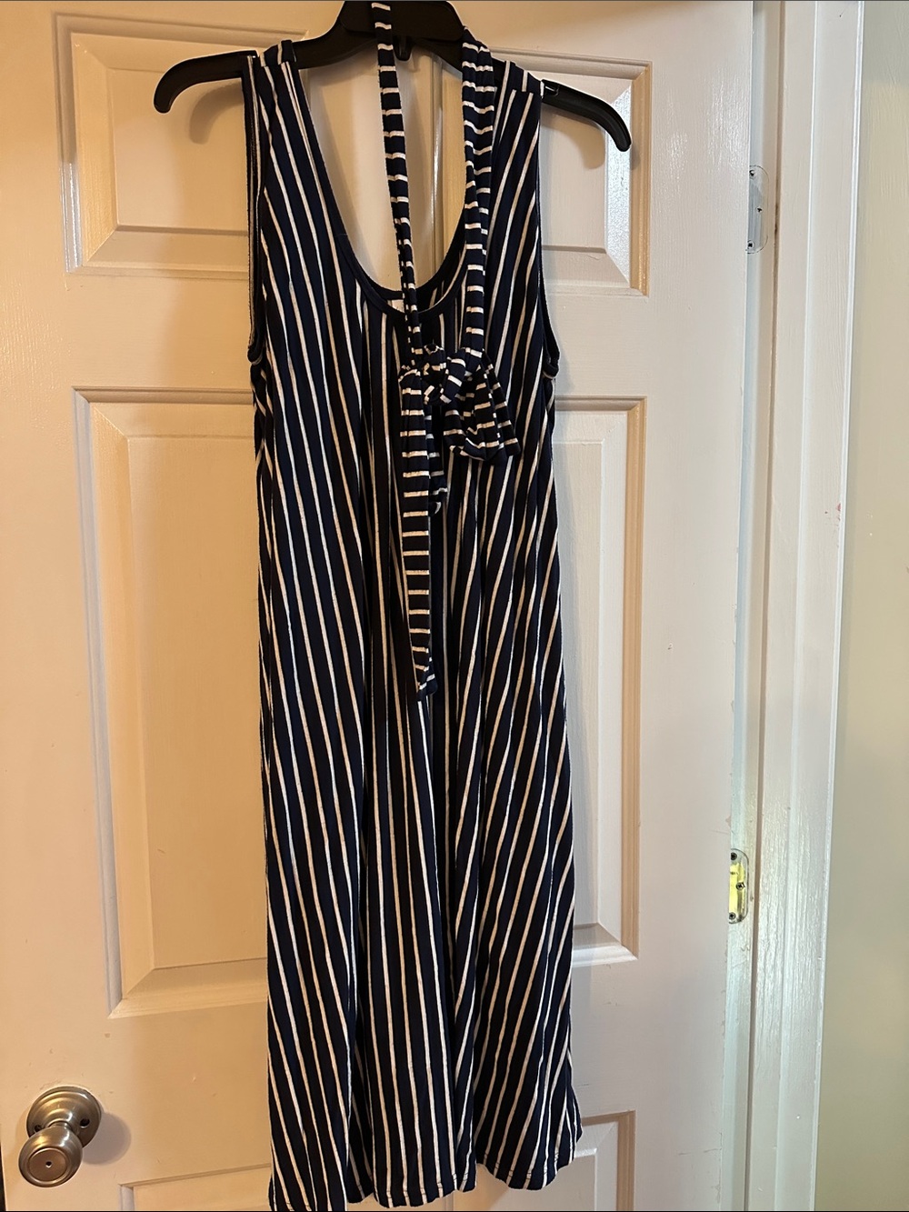 Latched Mama Momper- Standard Size navy stripes